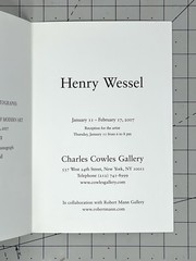 Henry Wessel (1942-2018) Art Show Announcement Card 2007 Photography