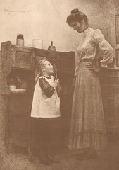 NEWLY FOUND! HENDRICKSON B&W SEPIA PHOTO PRINT Daughter Licking Spoon 11″ X 14″