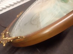Antique Portrait Convex Bubble Glass Oval Frame Ornate Metal Early 1900s
