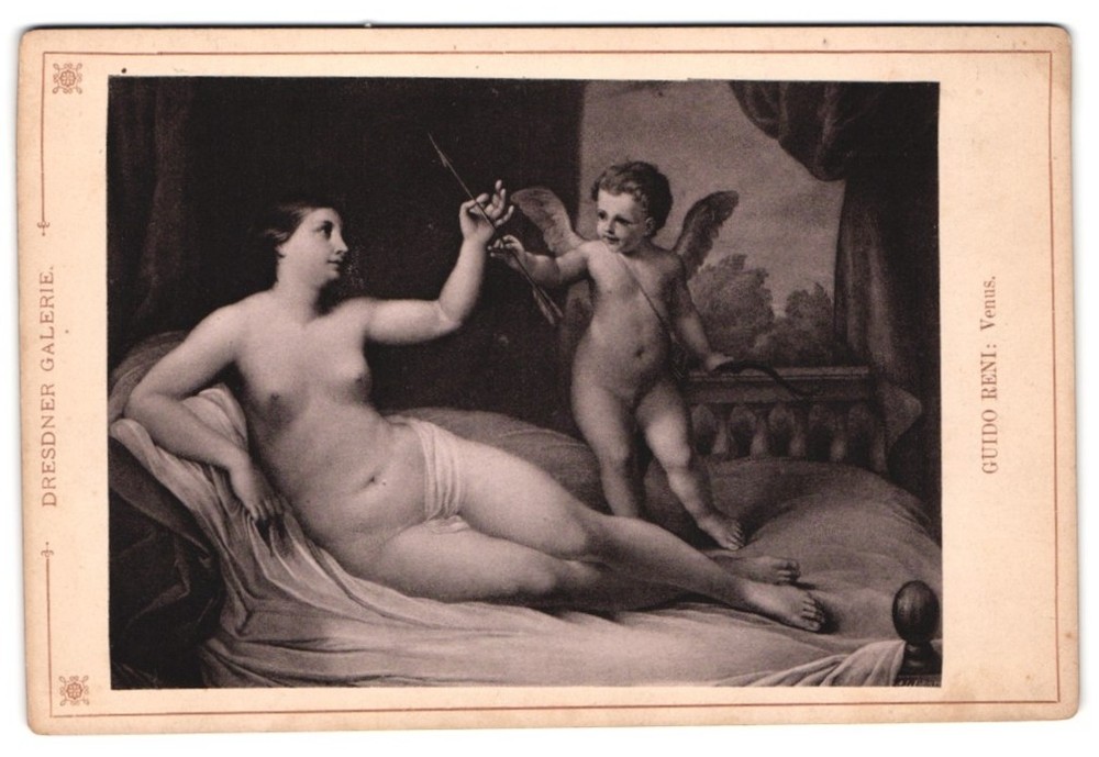 Photograph Unknown Photographer and Place Venus with Cupid on a Bed by Nude