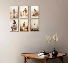 6Pcs Jesus Christian Canvas Wall Art Jesus Embraces the Lamb Jesus Walking On…