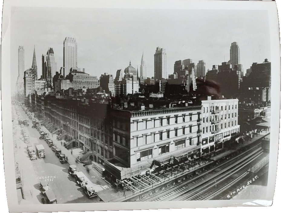 Vintage W. Roege Photo NYC Sixth Ave Elevated Train Tracks 51st Street 1931