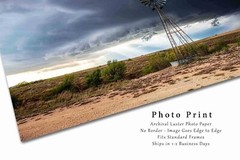 Windmill Storm Texas Farm Country Great Plains Thunderstorm Photography Print