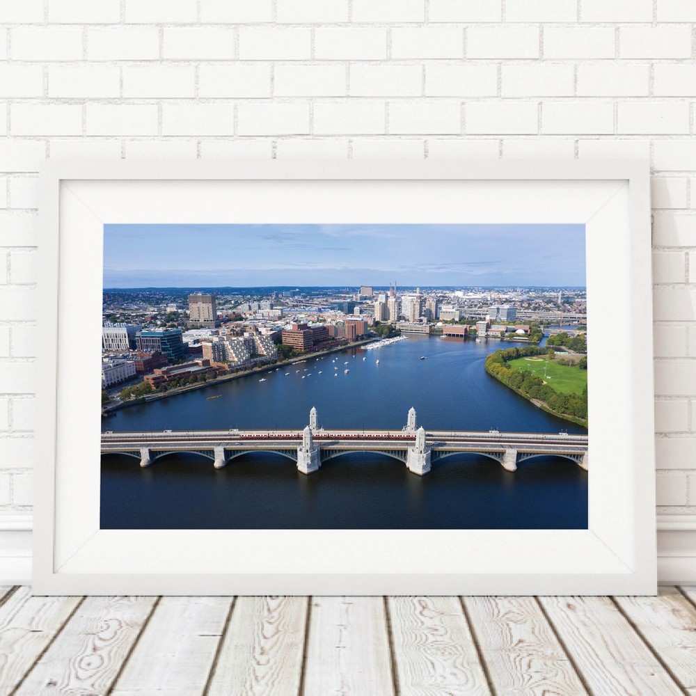 Longfellow Bridge Downtown Boston Skyline, Massachusetts Charles River Aerial