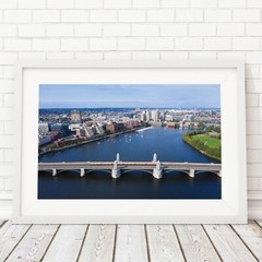 Longfellow Bridge Downtown Boston Skyline, Massachusetts Charles River Aerial