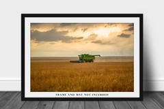 Combine Photography Print: Colorado Farm Equipment Wheat Harvest Country Photo