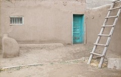 Adobe House with the Turquoise Blue Door – Home Decor, Wall Art Photography