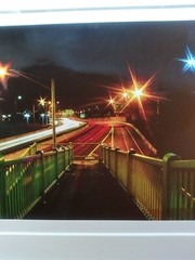 Orig. AP dramatic art photo of nighttime highway, signed/framed