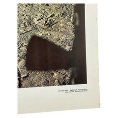 1969 NASA Moon Landing Photo US Flag and Footprints Apollo 11 Historic Print