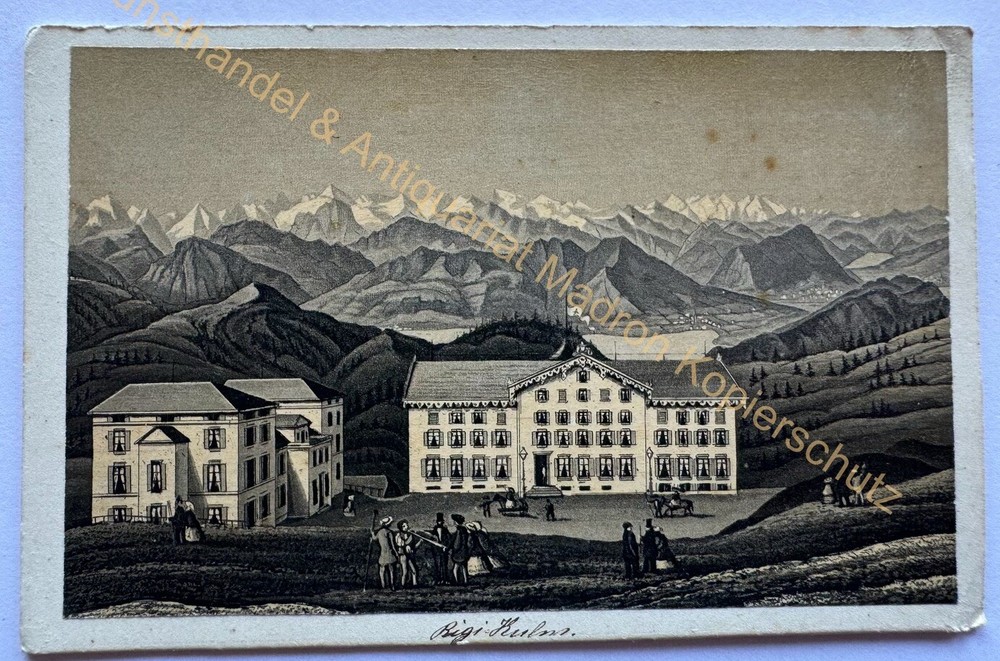orig. CDV photo photograph lithograph 1866 Rigi Kulm central Switzerland Dikenmann