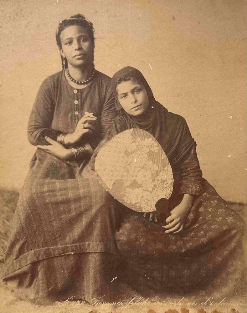 Hippolyte Arnoux -Large Cabinet Card Albumen Photograph Women of Port Said Egypt