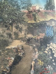 Large Wallace Nutting Garden Of Larkspur Hand Painted Photo Jordan Marsh Frame