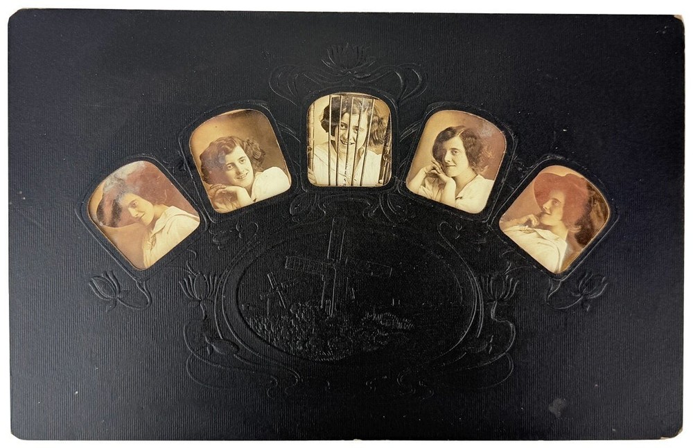 Die-Cut Cabinet Card of a Young Woman in Five Different Attitudes / ca. 1910