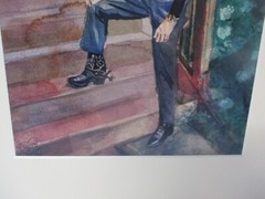 Matted Photograph of a Painting of a Cowboy