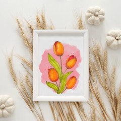 Watercolour Tulips 5×7″ High Quality Art Print | Spring Decor