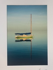 Photograph on Arches Paper of Colorful Boat. Pencil Signed