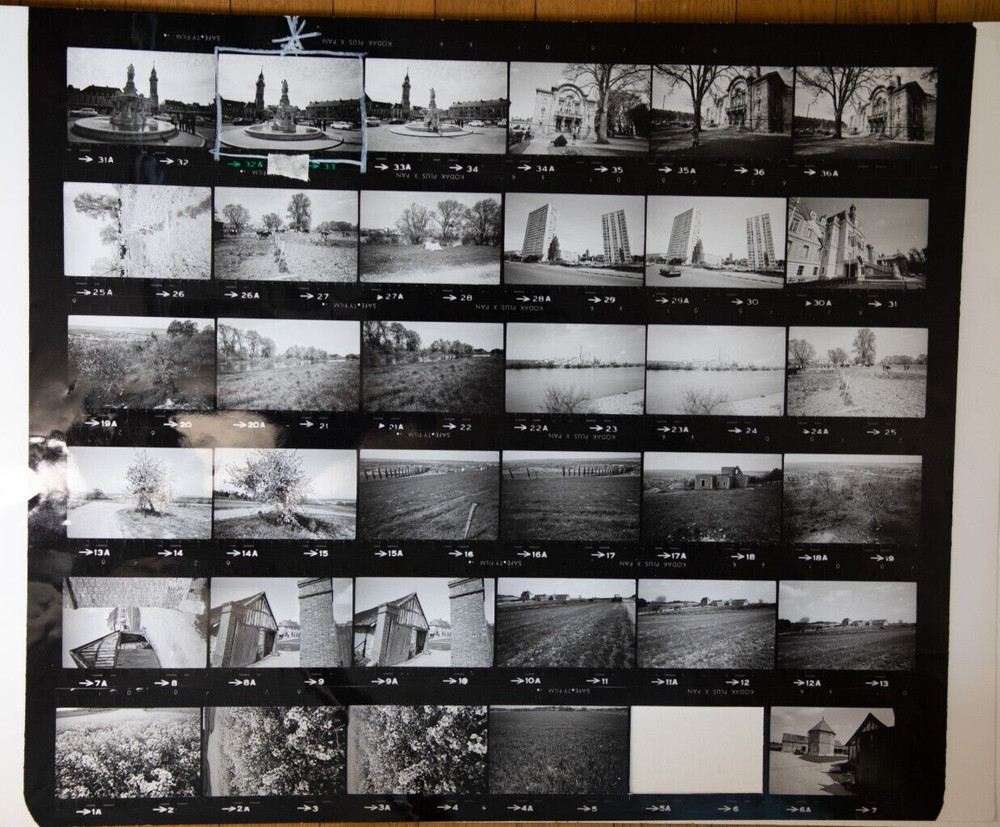 Photo Print Large Contact Sheet 1980 Various Views Normandy 40X50cm