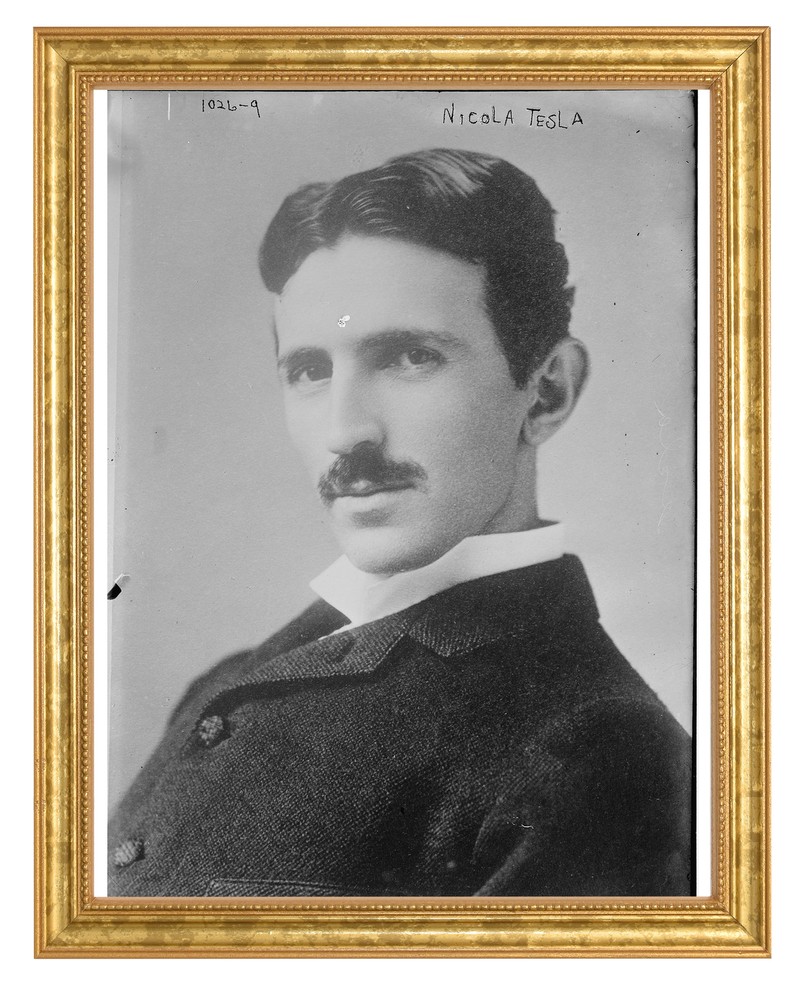 Nikola Tesla Photograph in a Aged Gold Frame