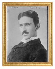 Nikola Tesla Photograph in a Aged Gold Frame