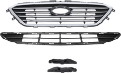 Front Upper & Lower Grille & Bumper Bracket Compatible with 2015-2017 Hyundai So