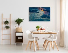 Cloud photography print moonlit cloudscape wall art photo stormy night sky decor