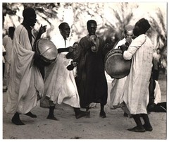 Photograph Tunisia, Tunisian Men Playing Folk Music with Drums & Shell