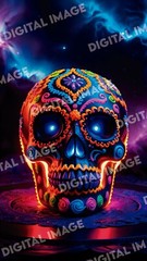 Digital Art Picture Image Photo Wallpaper Background Desktop AI – Glowing Skull