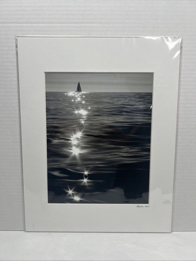 Sailboat & Sunlight Reflection Photo 8×10 Matted By William Hogan Title DIAMONDS