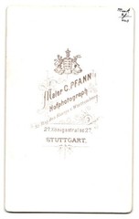 Photograph C. Pfann, Stuttgart, Königstr. 27, older gentleman in suit and bow tie