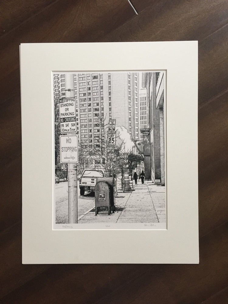 BRUCE BLUM SIGNED B&W Engraving (16″X 20″)-» No Cruising»