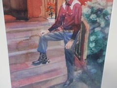Matted Photograph of a Painting of a Cowboy