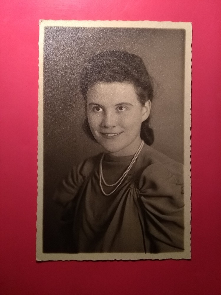 Old photo postcard antique beautiful portrait girl old photo Christmas 1941