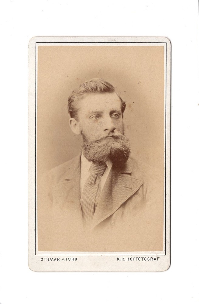 Othmar v. Türk CDV photo portrait of a man with dedication-Vienna 1877