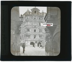 Helbling House, Innsbruck, Photo Glass Plaque, Black & White, Positive 8.5×10 Cm