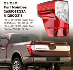 Tail Light Assembly with Bulbs Compatible with Nissan Titan/Titan XD | Left Driv