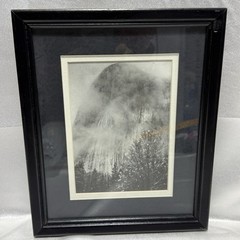 Vintage Framed Black White Landscape Prints Set 2 Waterfall Mountain Art