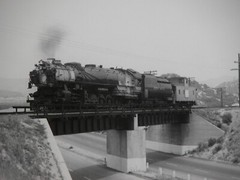 UNION PACIFIC 9000 Locomotive 8×10 Photograph Vtg 50s Railway Railroad BRIDGE