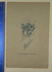 Cabinet Card, 4×6.5, baby in fur covered chair. Rhoads, Philadelphia PA