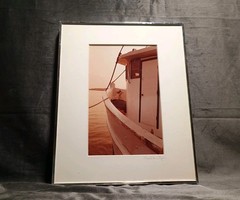 11.5 X 14.33 Framed/Matted Photography Sepia Fishing Boat Carol Ann Egan