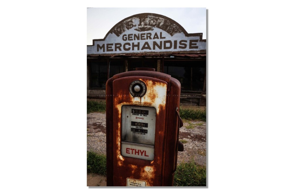 Ethyl Gas Pump Photography Print: Oklahoma Abandoned Roadside Station Photo