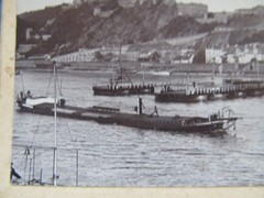 Photo 1900 ship bridge Koblenz Ehrenbreitstein passage barge