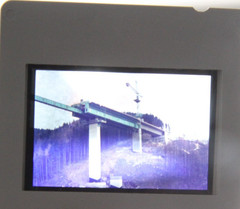 Photo Negative Slide Bridge Construction Bridge Construction Valley Crane Vintage AW