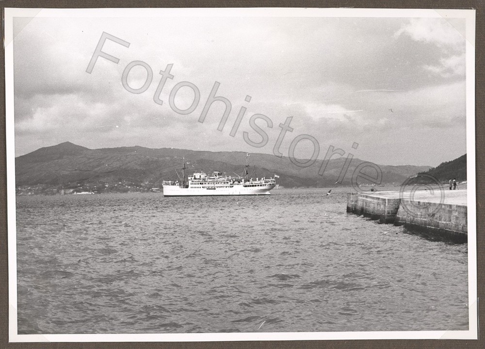 Photo Spain Vigo Port Ship Passenger Steamer Pier 1950s