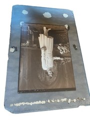 Vintage Sepia Picture Girl Standing Church Holding Book White Dress Communion?