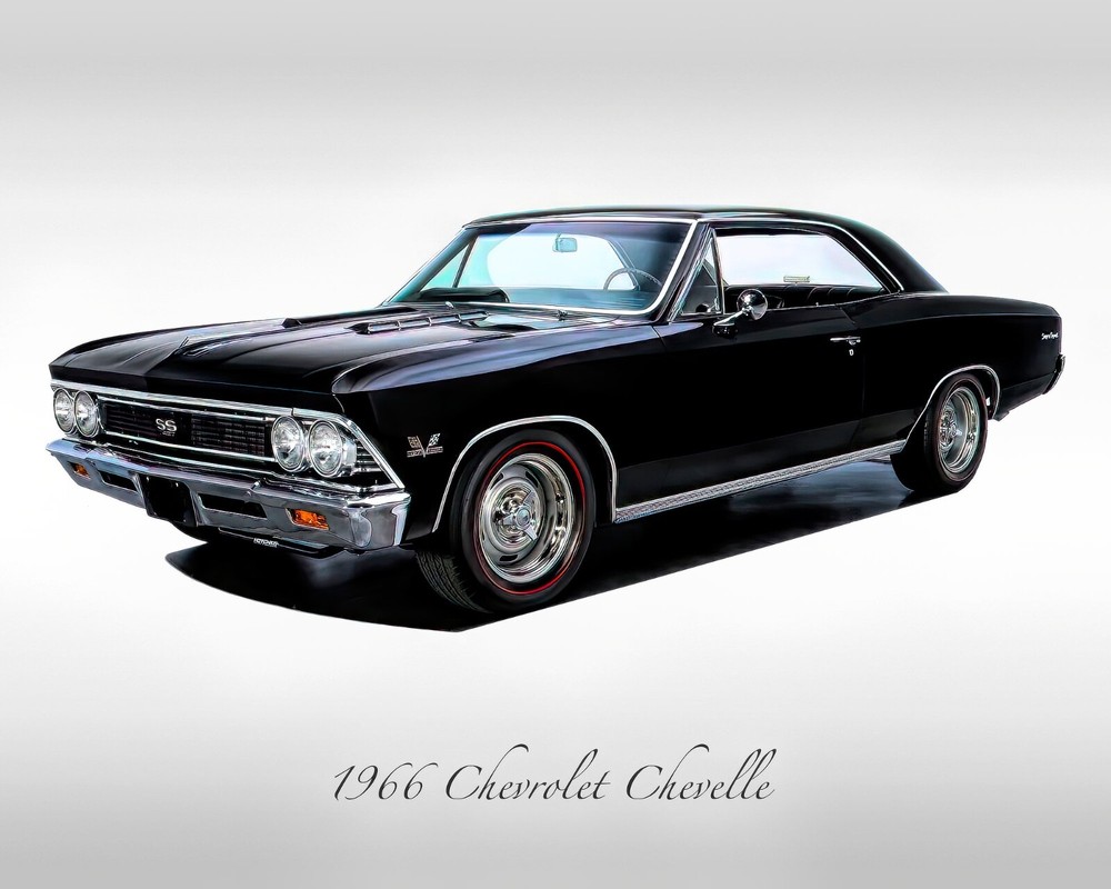Classic Cars – 1966 Chevy Chevelle in Black – Muscle Car – Print