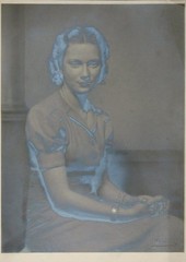 Half portrait sitting half right. Photograph (probably a gelatin silver print