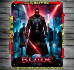 Blade 90s Wesley Snipes Vampire Thriller Movie Metal Sign Wall Art 14×11″