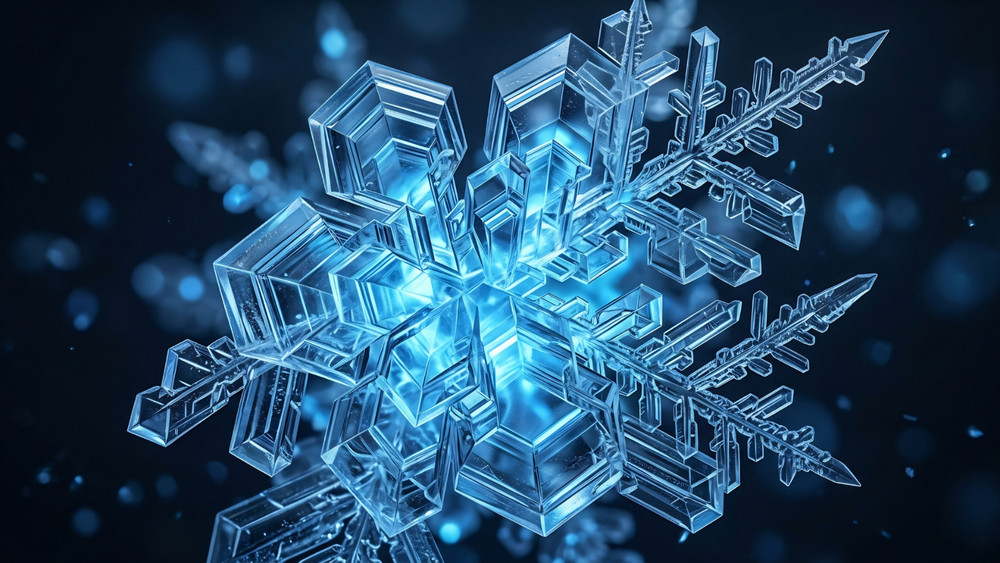 Ice Crystal Snowflake Digital Image Photo Wallpaper Background Desktop AI Art