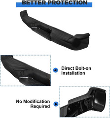 Rear Step Bumper Steel Compatible with 2005-2015 Toyota Tacoma Replacement for T