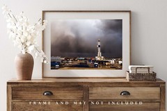 Oilfield Photography Print – Drilling Rig in Storm in Oklahoma
